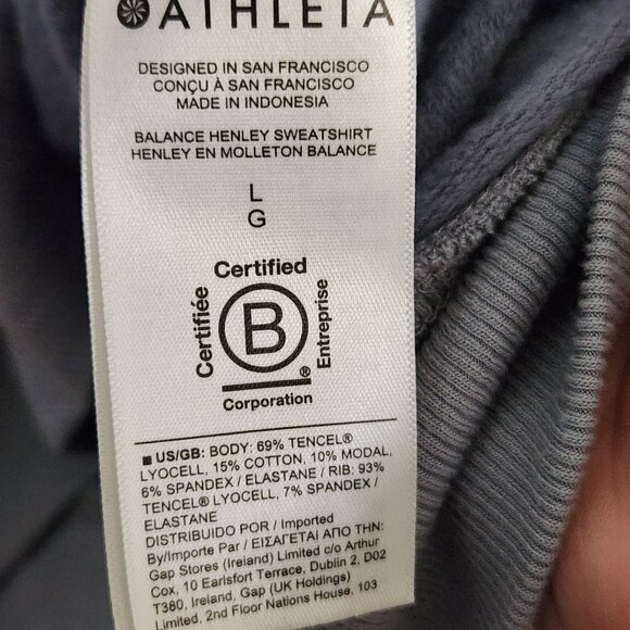Athleta Balance Henley Sweatshirt Blue Star Size L - Picture 10 of 11